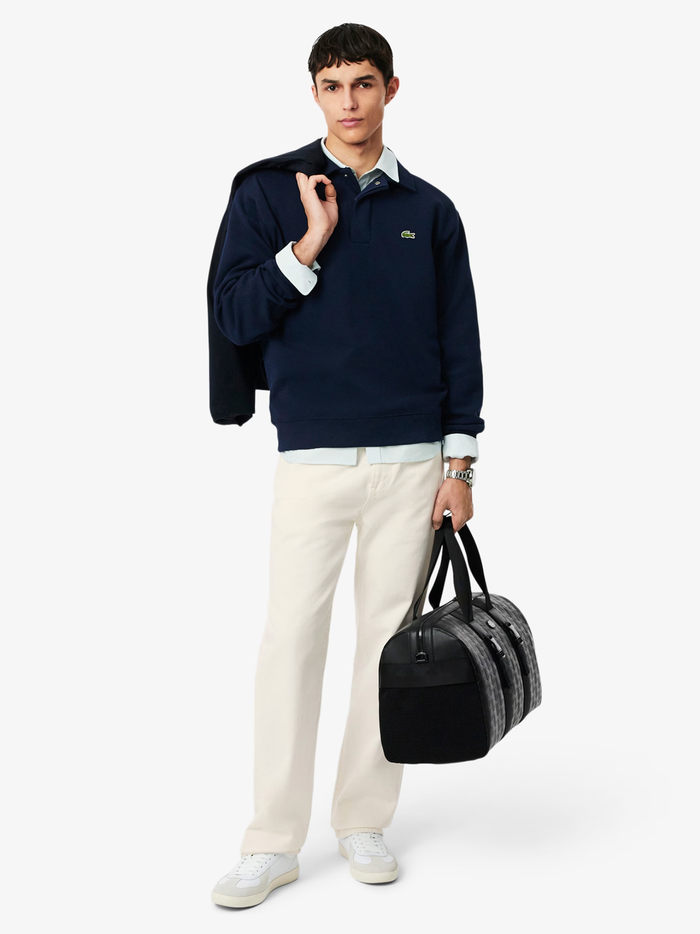 LACOSTE Polo Collar Piqué Sweatshirt Navy Blue