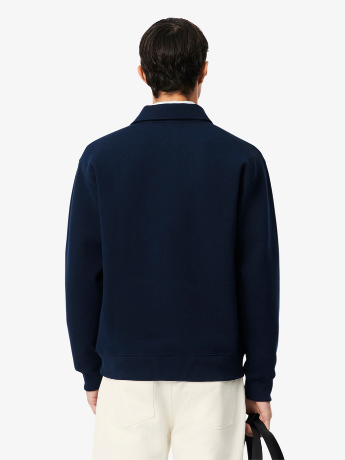 LACOSTE Polo Collar Piqué Sweatshirt Navy Blue