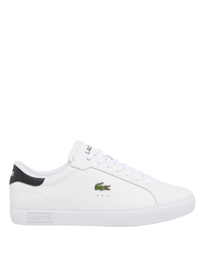 LACOSTE Powercourt Leather Sneakers White/Black - MAISONDEFASHION.COM