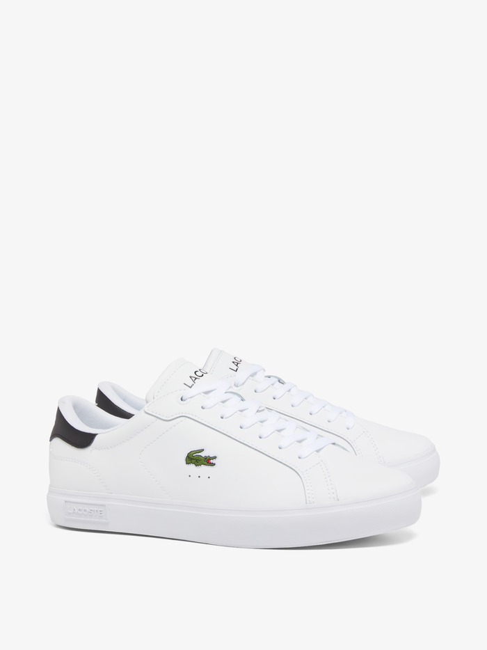 LACOSTE Powercourt Leather Sneakers White/Black - MAISONDEFASHION.COM