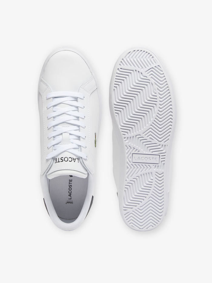 LACOSTE Powercourt Leather Sneakers White/Black - MAISONDEFASHION.COM
