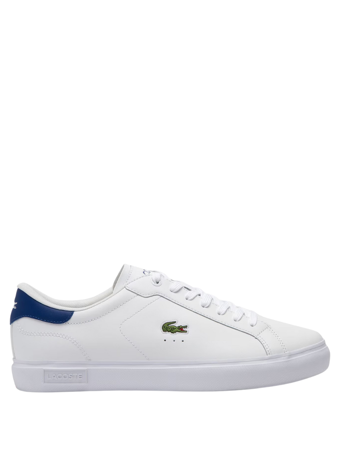 LACOSTE Powercourt Leather Sneakers White/Blue - MAISONDEFASHION.COM
