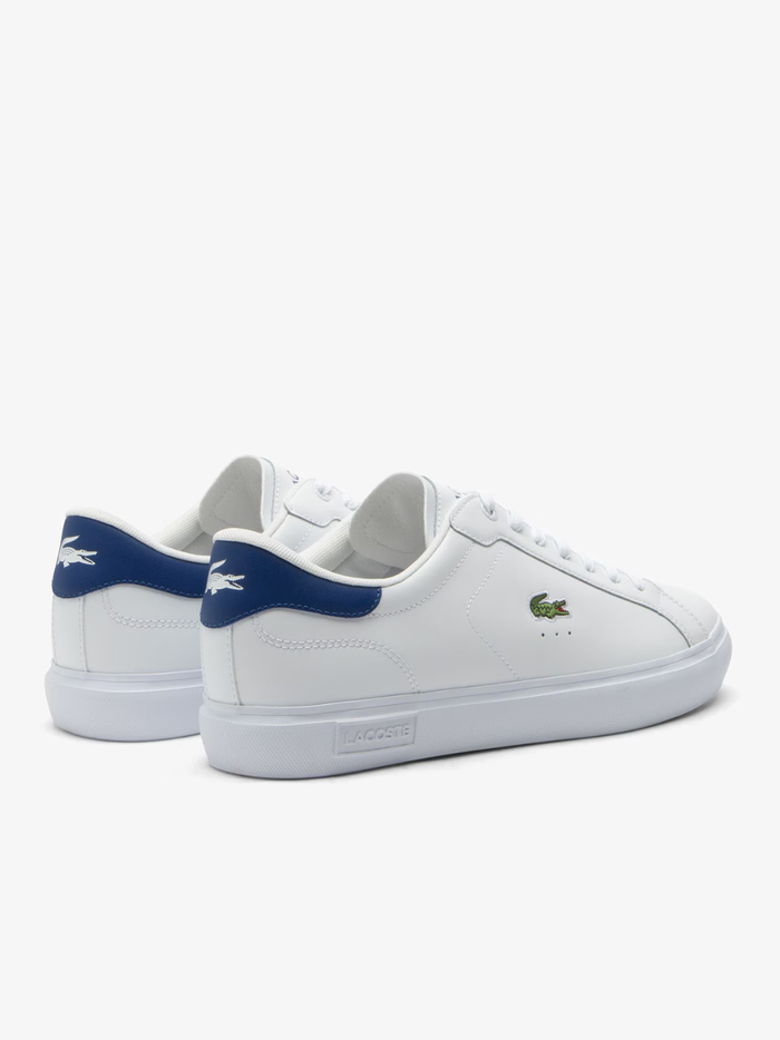 LACOSTE Powercourt Leather Sneakers White/Blue - MAISONDEFASHION.COM