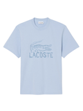 LACOSTE Printed Cotton T-shirt Light Blue - MAISONDEFASHION.COM