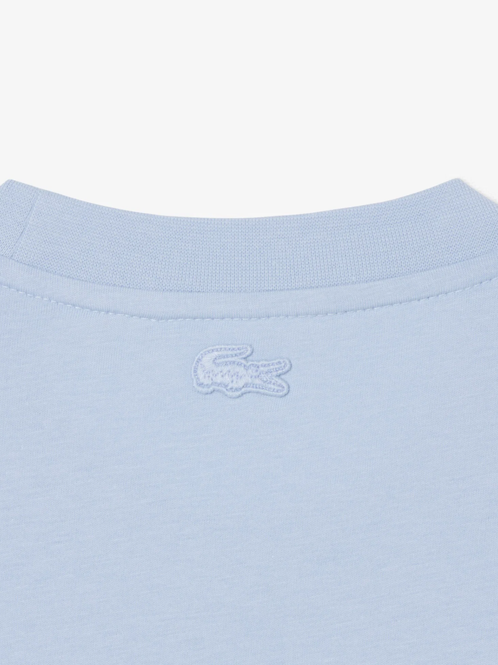 LACOSTE Printed Cotton T-shirt Light Blue - MAISONDEFASHION.COM