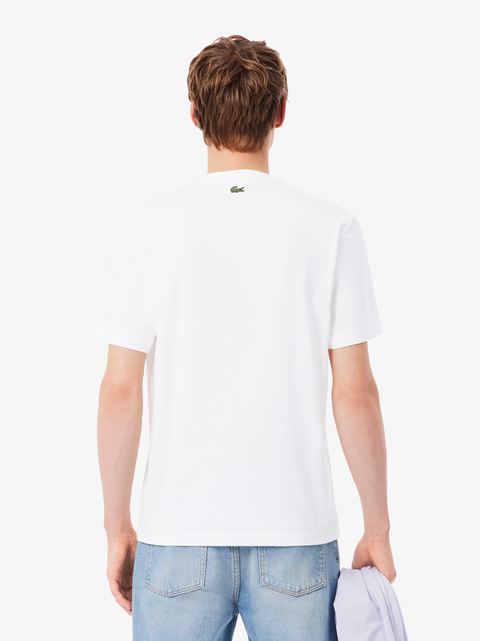 LACOSTE Printed Cotton T-shirt White - MAISONDEFASHION.COM