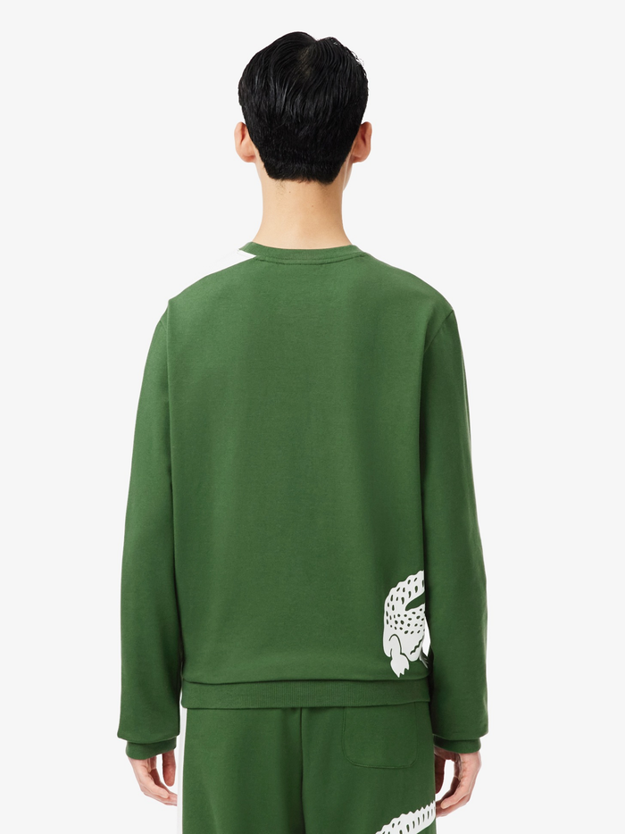 LACOSTE Printed Fleece Loungewear Sweatshirt Green - MAISONDEFASHION.COM