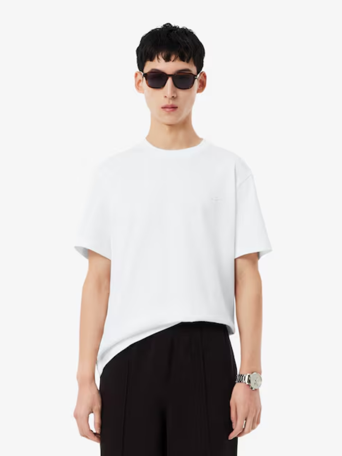 LACOSTE Printed Jersey T-shirt White - MAISONDEFASHION.COM