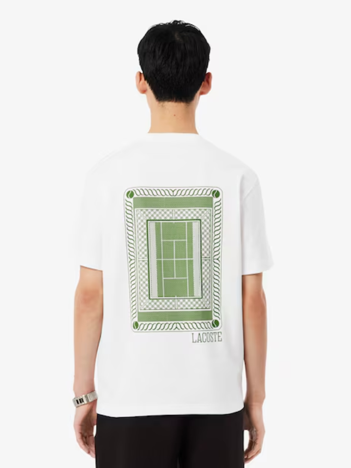 LACOSTE Printed Jersey T-shirt White - MAISONDEFASHION.COM