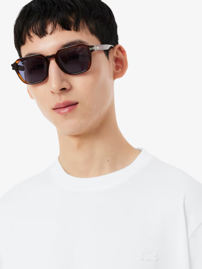 LACOSTE Printed Jersey T-shirt White - MAISONDEFASHION.COM