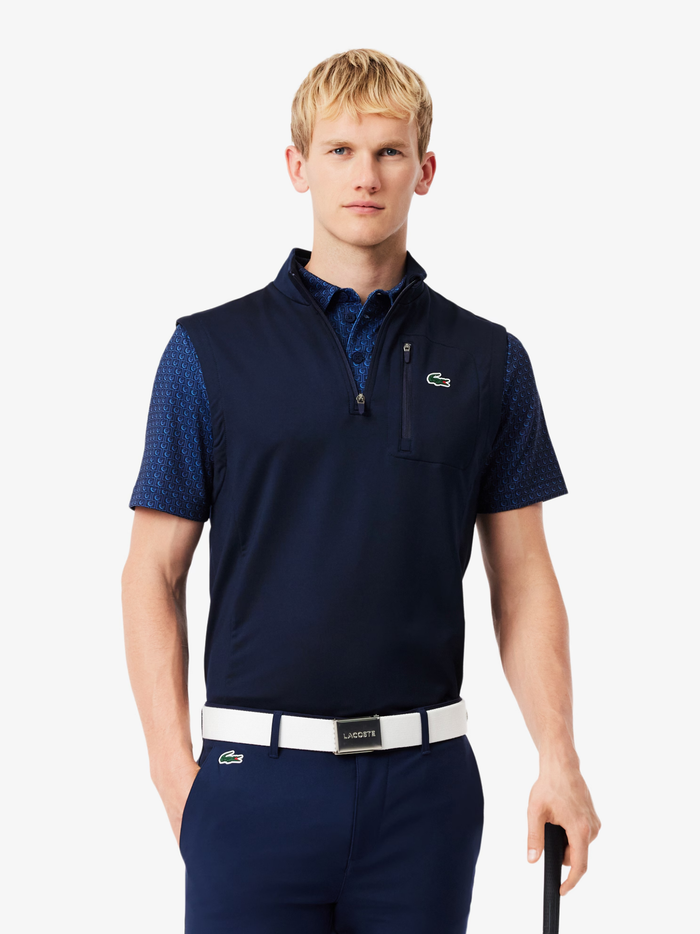 LACOSTE Quarter Zip Golf Midlayer Midnight Blue - MAISONDEFASHION.COM