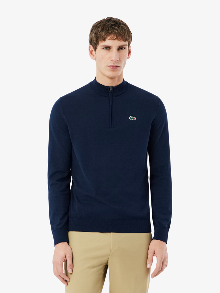 LACOSTE Quarter Zip Heat Regulating Golf Sweater Midnight Blue - MAISONDEFASHION.COM