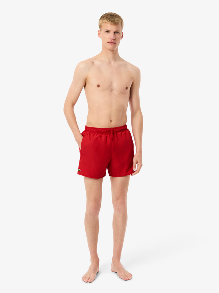 LACOSTE Quick-Dry Swim Trunks Red - MAISONDEFASHION.COM