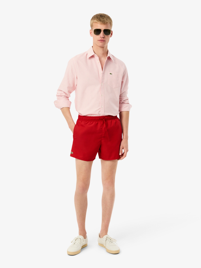 LACOSTE Quick-Dry Swim Trunks Red - MAISONDEFASHION.COM