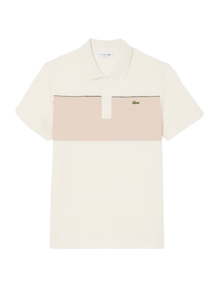 LACOSTE Regular Fit Colour-Block Piqué Polo Shirt Beige - MAISONDEFASHION.COM