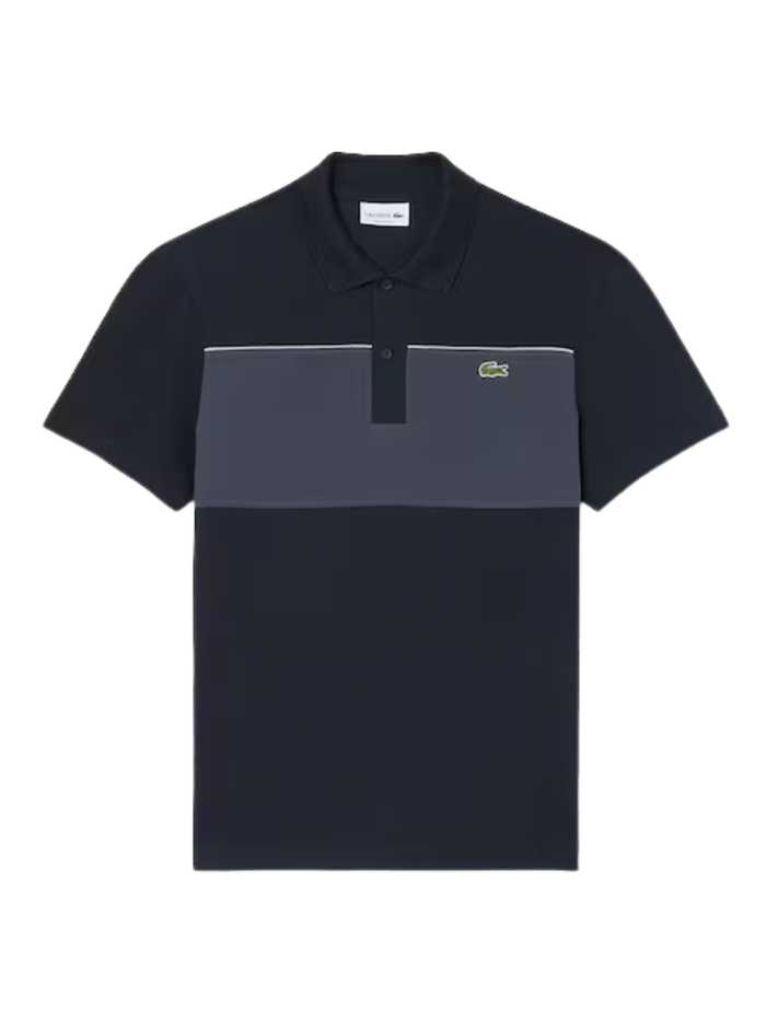 LACOSTE Regular Fit Colour-Block Piqué Polo Shirt Black - MAISONDEFASHION.COM