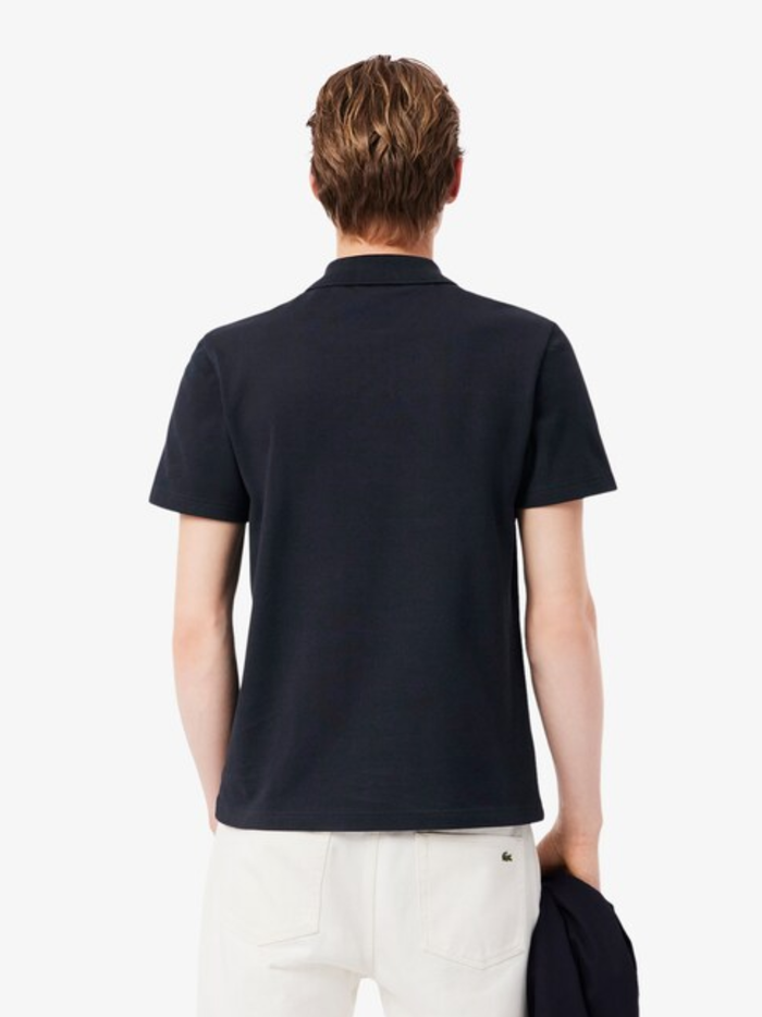 LACOSTE Regular Fit Colour-Block Piqué Polo Shirt Black - MAISONDEFASHION.COM