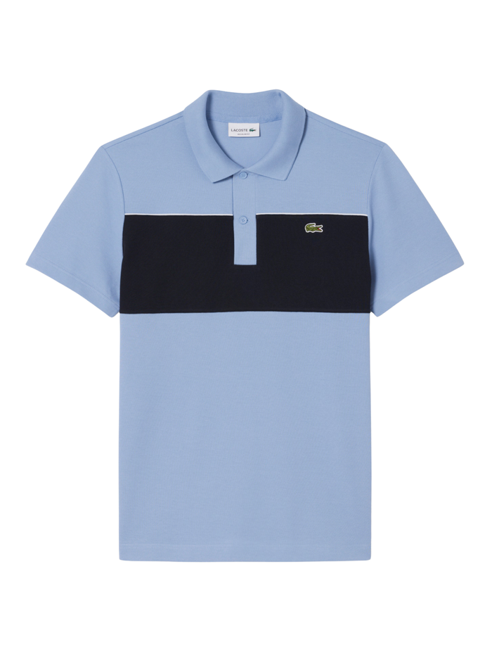 LACOSTE Regular Fit Colour-Block Piqué Polo Shirt Blue - MAISONDEFASHION.COM