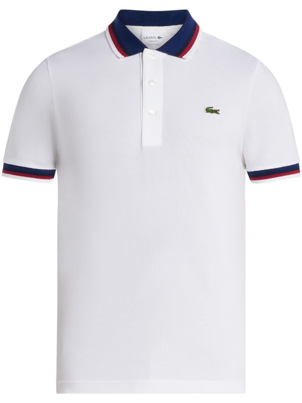 LACOSTE Regular-fit Contrast Collar Polo Shirt White - MAISONDEFASHION.COM