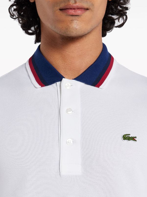 LACOSTE Regular-fit Contrast Collar Polo Shirt White - MAISONDEFASHION.COM
