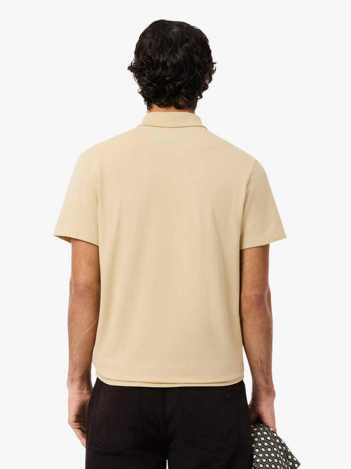LACOSTE Regular Fit Cotton Blend Polo Shirt Beige - MAISONDEFASHION.COM