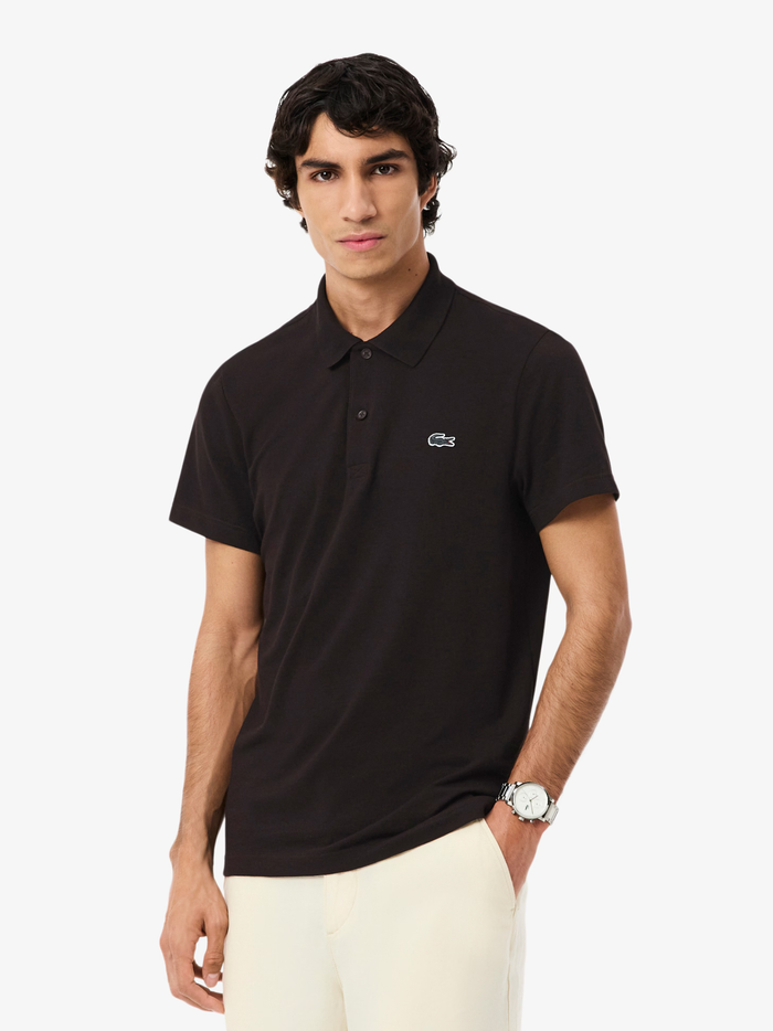LACOSTE Regular Fit Cotton Blend Polo Shirt Brown - MAISONDEFASHION.COM