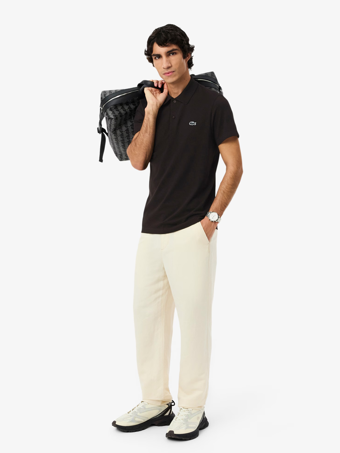 LACOSTE Regular Fit Cotton Blend Polo Shirt Brown - MAISONDEFASHION.COM