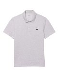 LACOSTE Regular Fit Cotton Blend Polo Shirt in Grey - Front view showcasing classic polo collar and iconic crocodile logo