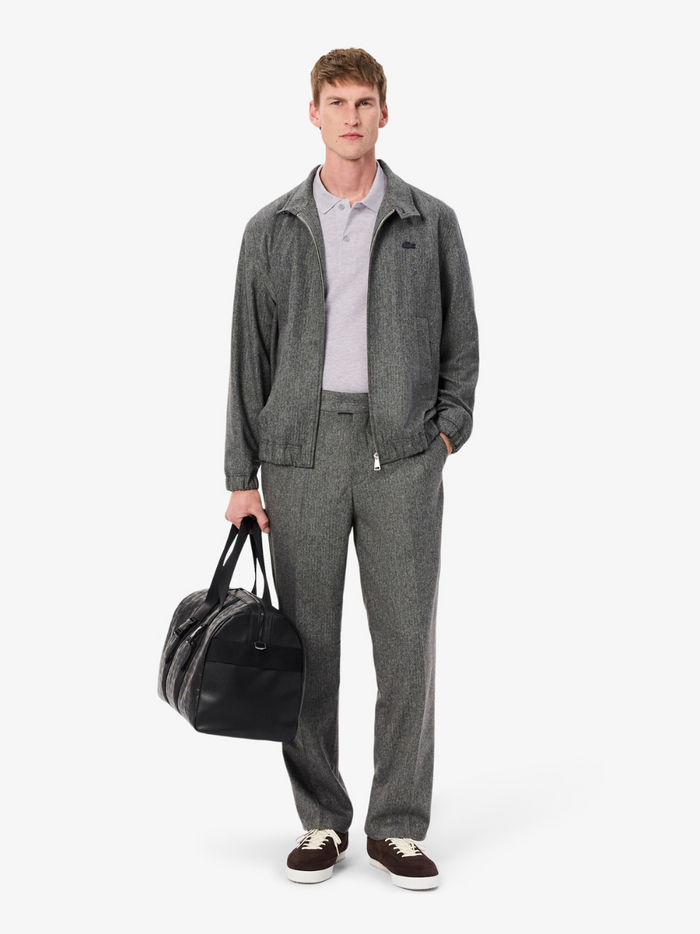 LACOSTE Cotton Blend Polo Shirt Grey - Side profile showing regular fit cut and classic polo design