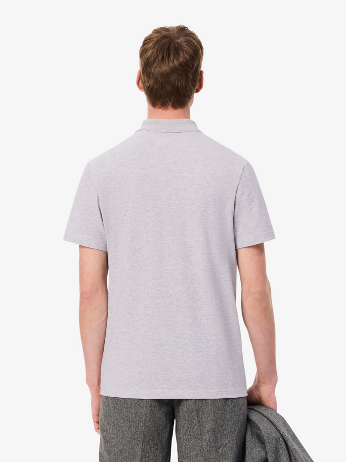 LACOSTE Cotton Blend Polo Grey - Flat lay styling shot highlighting overall garment shape and regular fit proportions