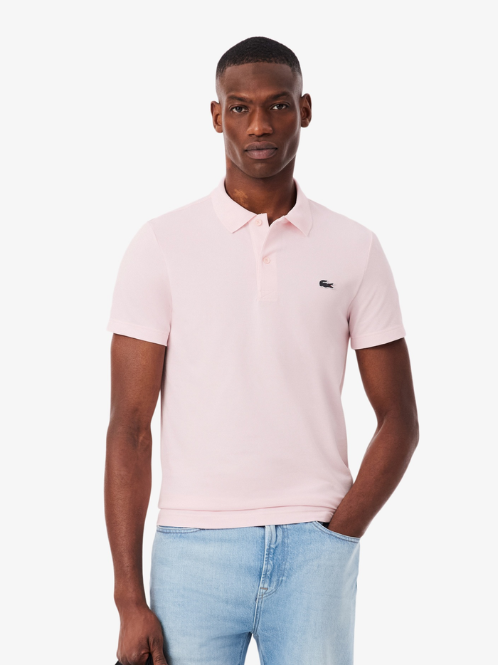 LACOSTE Regular Fit Cotton Blend Polo Shirt Light Pink - MAISONDEFASHION.COM