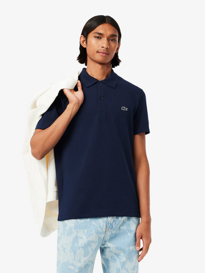 LACOSTE Regular Fit Cotton Blend Polo Shirt Midnight Blue - MAISONDEFASHION.COM