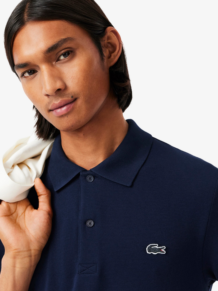 LACOSTE Regular Fit Cotton Blend Polo Shirt Midnight Blue - MAISONDEFASHION.COM