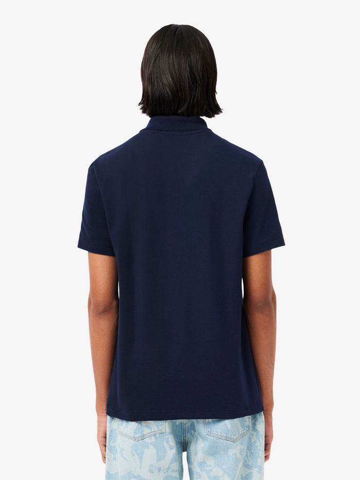 LACOSTE Regular Fit Cotton Blend Polo Shirt Midnight Blue - MAISONDEFASHION.COM