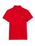LACOSTE regular fit cotton blend polo shirt in red - front view showing classic polo design with iconic crocodile logo