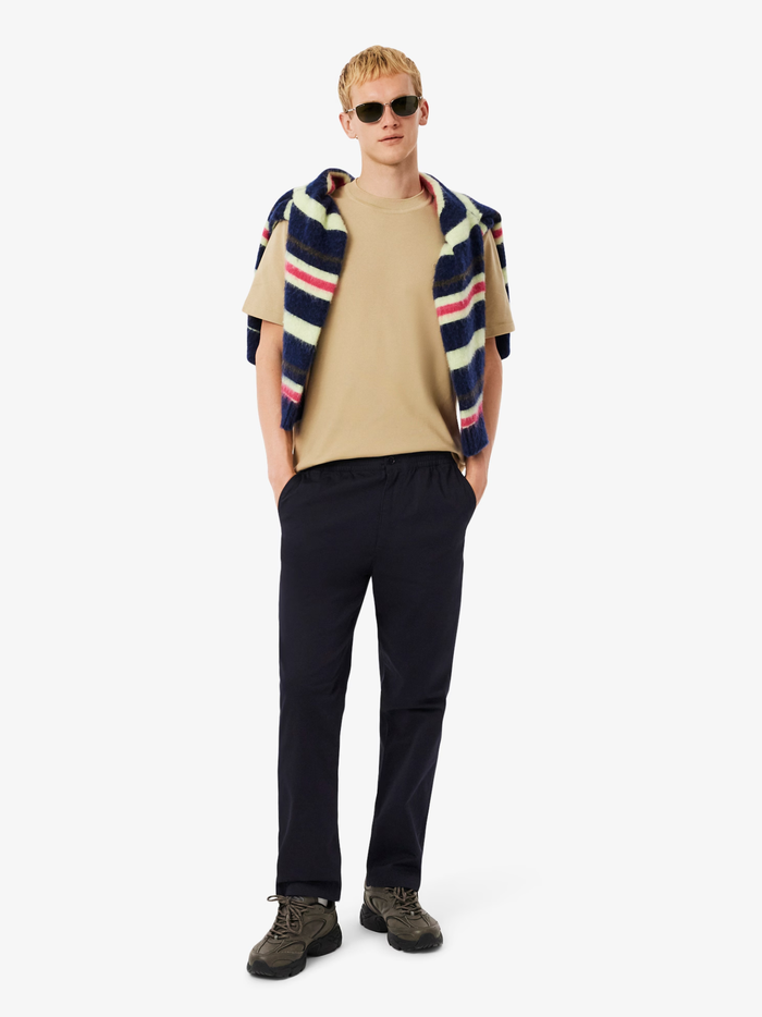 LACOSTE Regular Fit Cotton Gabardine Chino Pants Navy Blue - MAISONDEFASHION.COM