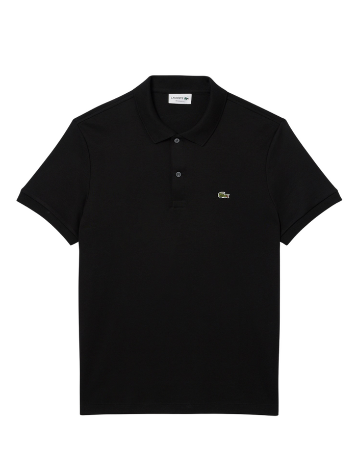 LACOSTE Regular Fit Cotton Pima Polo Shirt Black - MAISONDEFASHION.COM