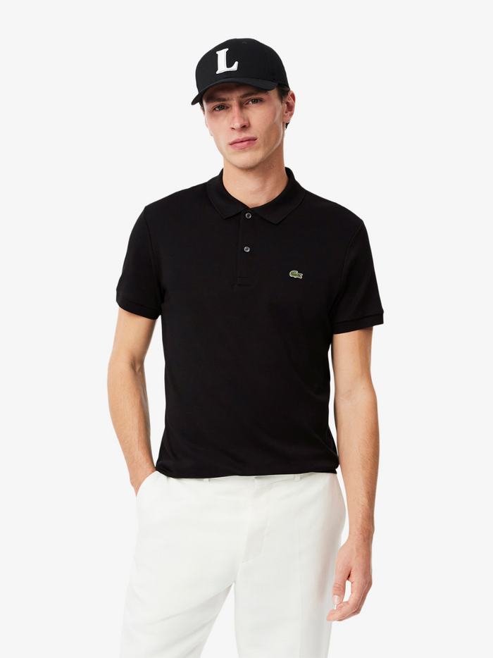 LACOSTE Regular Fit Cotton Pima Polo Shirt Black - MAISONDEFASHION.COM