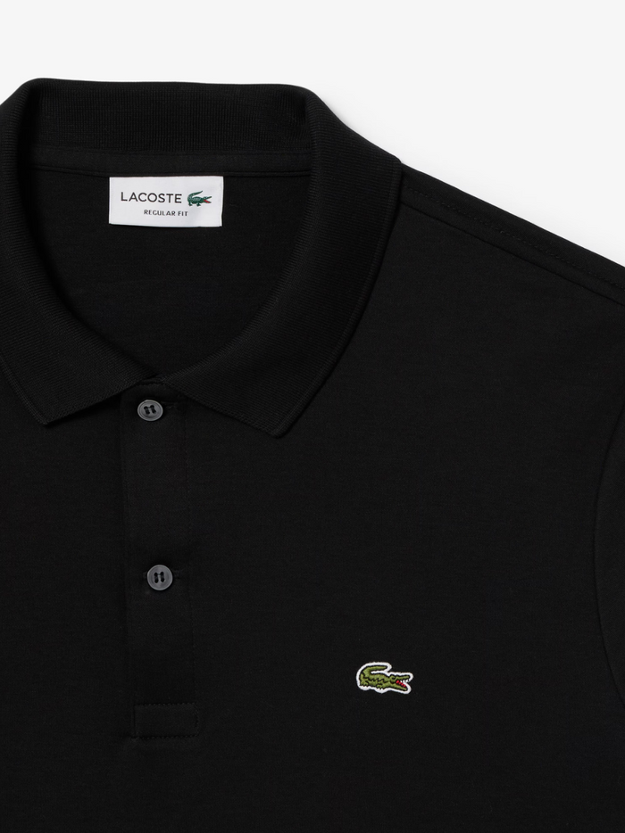 LACOSTE Regular Fit Cotton Pima Polo Shirt Black - MAISONDEFASHION.COM