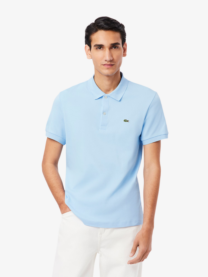 LACOSTE Regular Fit Cotton Pima Polo Shirt Pale Blue - MAISONDEFASHION.COM