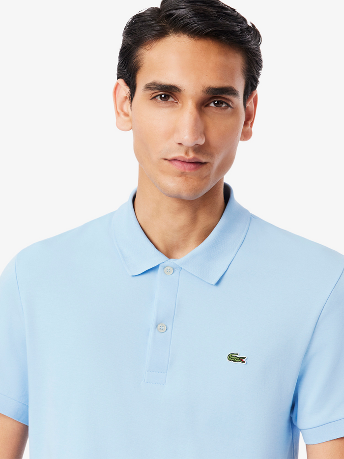 LACOSTE Regular Fit Cotton Pima Polo Shirt Pale Blue - MAISONDEFASHION.COM