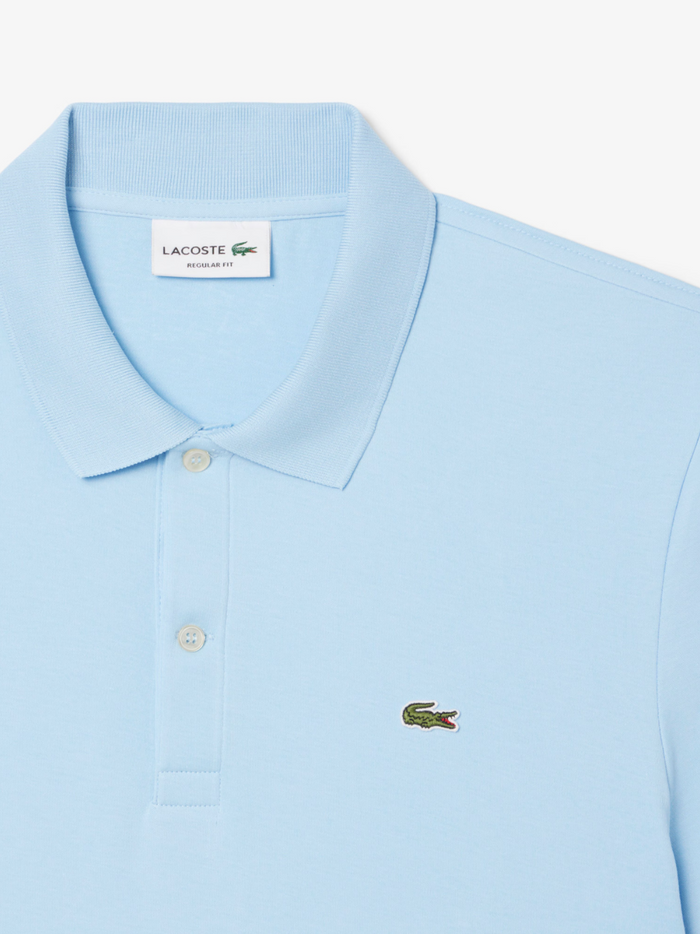 LACOSTE Regular Fit Cotton Pima Polo Shirt Pale Blue - MAISONDEFASHION.COM