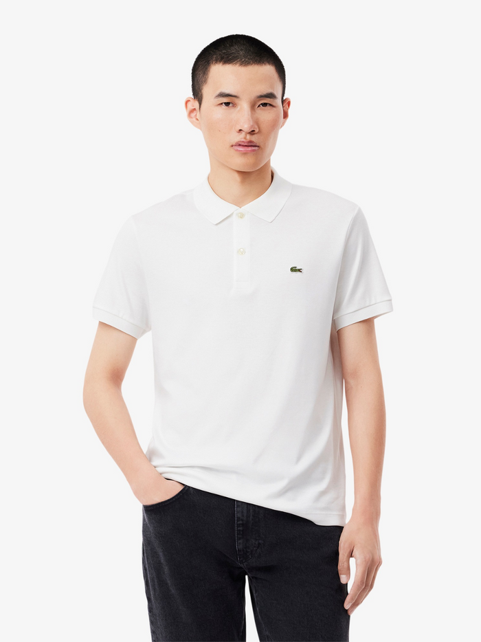 LACOSTE Regular Fit Cotton Pima Polo Shirt White - MAISONDEFASHION.COM