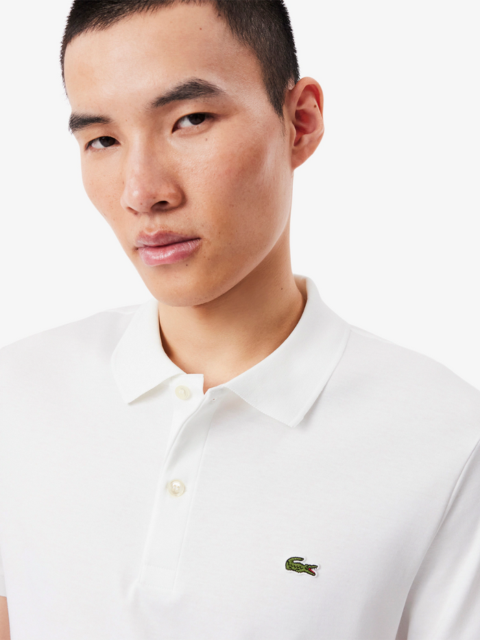 LACOSTE Regular Fit Cotton Pima Polo Shirt White - MAISONDEFASHION.COM