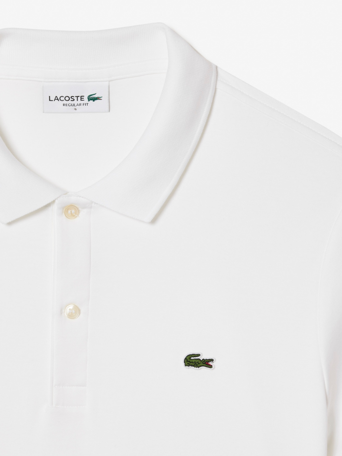 LACOSTE Regular Fit Cotton Pima Polo Shirt White - MAISONDEFASHION.COM