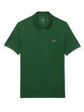 LACOSTE Regular Fit Cotton Polyester Blend Polo Shirt in Green - Front view showing classic polo design with signature crocodile logo