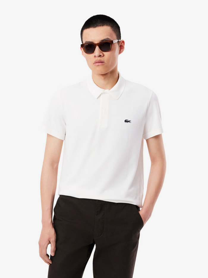 LACOSTE White Polo Shirt - Back view displaying clean design and regular fit silhouette in cotton polyester blend