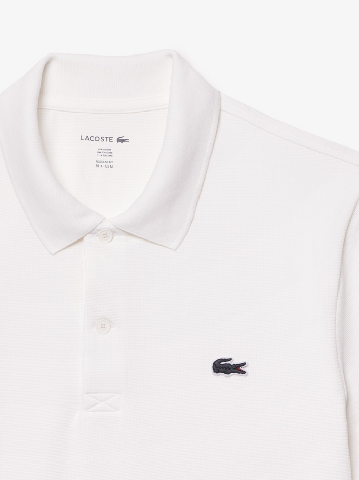 LACOSTE Regular Fit Polo Shirt White - Full product layout view showing overall design and cotton polyester blend construction