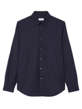 LACOSTE Regular Fit Cotton Poplin Shirt Navy Blue - MAISONDEFASHION.COM