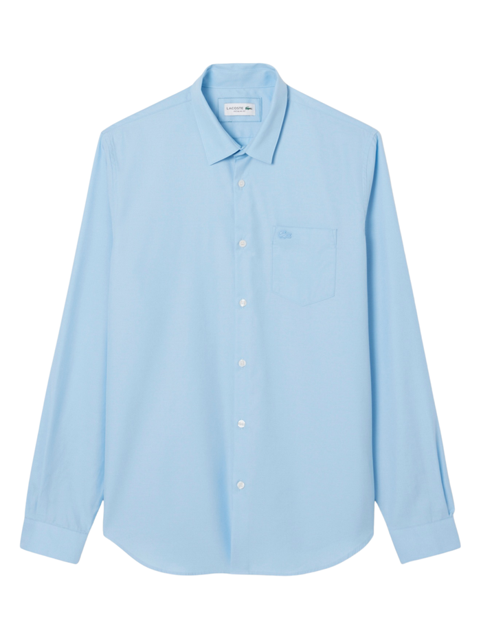 LACOSTE Regular Fit Cotton Poplin Shirt Pale Blue - MAISONDEFASHION.COM